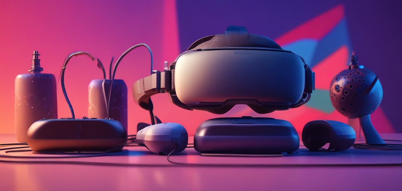 Illustration of a VR setup with accessories